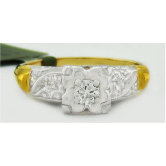 Genuine 0.20 Cts Diamonds Engagement Ring 14k Yellow Gold